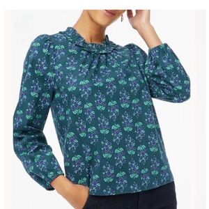 J. Crew Teal and Purple Floral Blouse